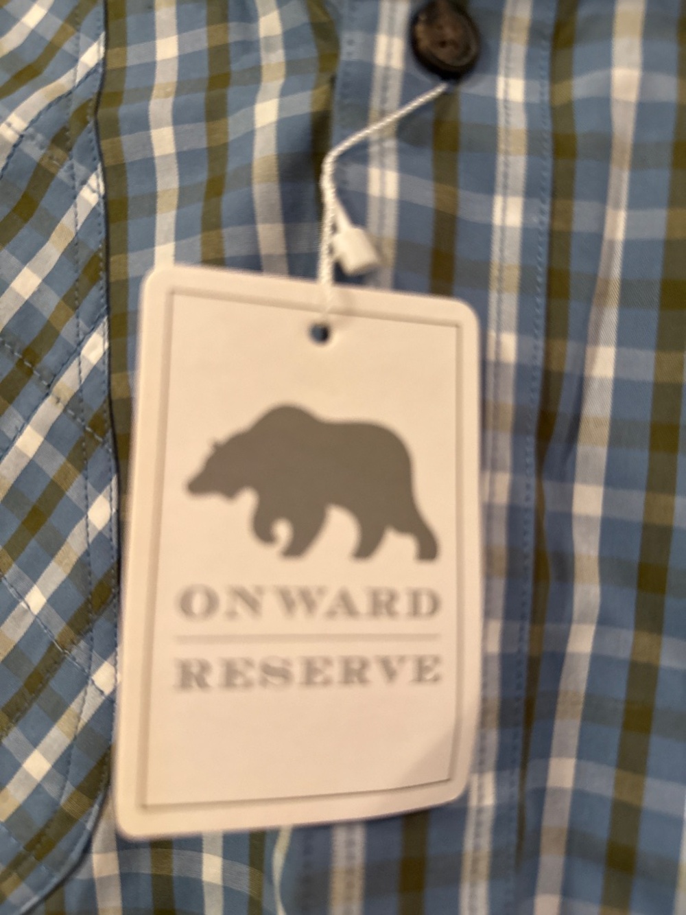 Onward Reserve blue plaid shooting shirt. NWT. Men’s L - Picture 3 of 5